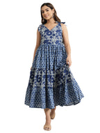 Libas WomenS Cotton Fit And Flare Maxi Dresses (29443O_Indigo_Xl)