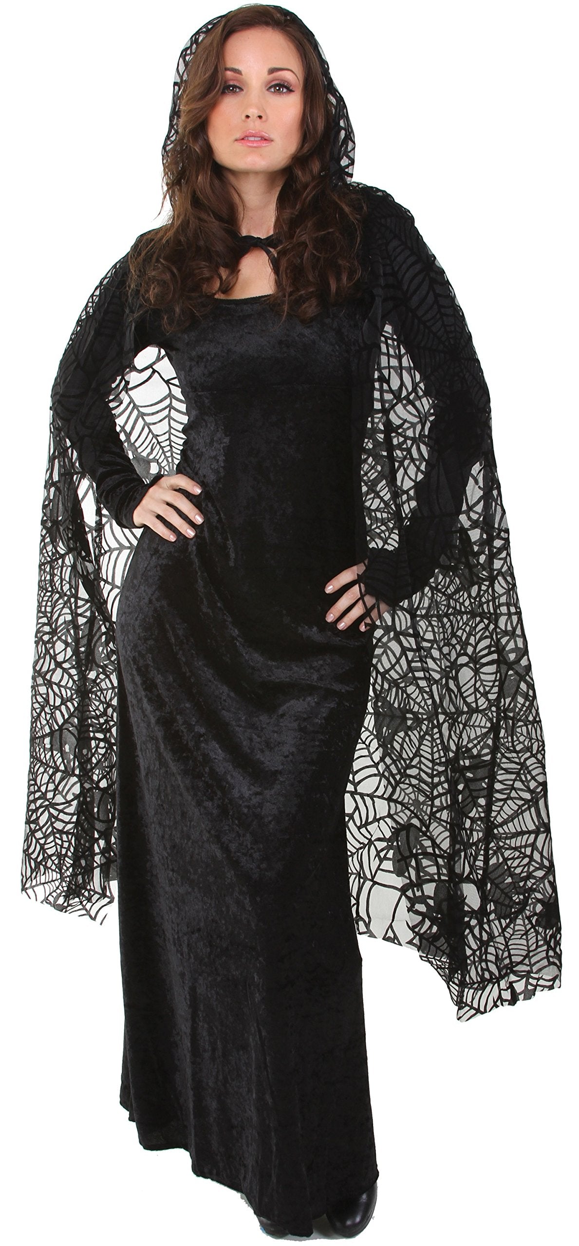 UNDERWRAPS Adults Costumes Sheer Spiderweb Cape Costume Outerwear, Black, OS