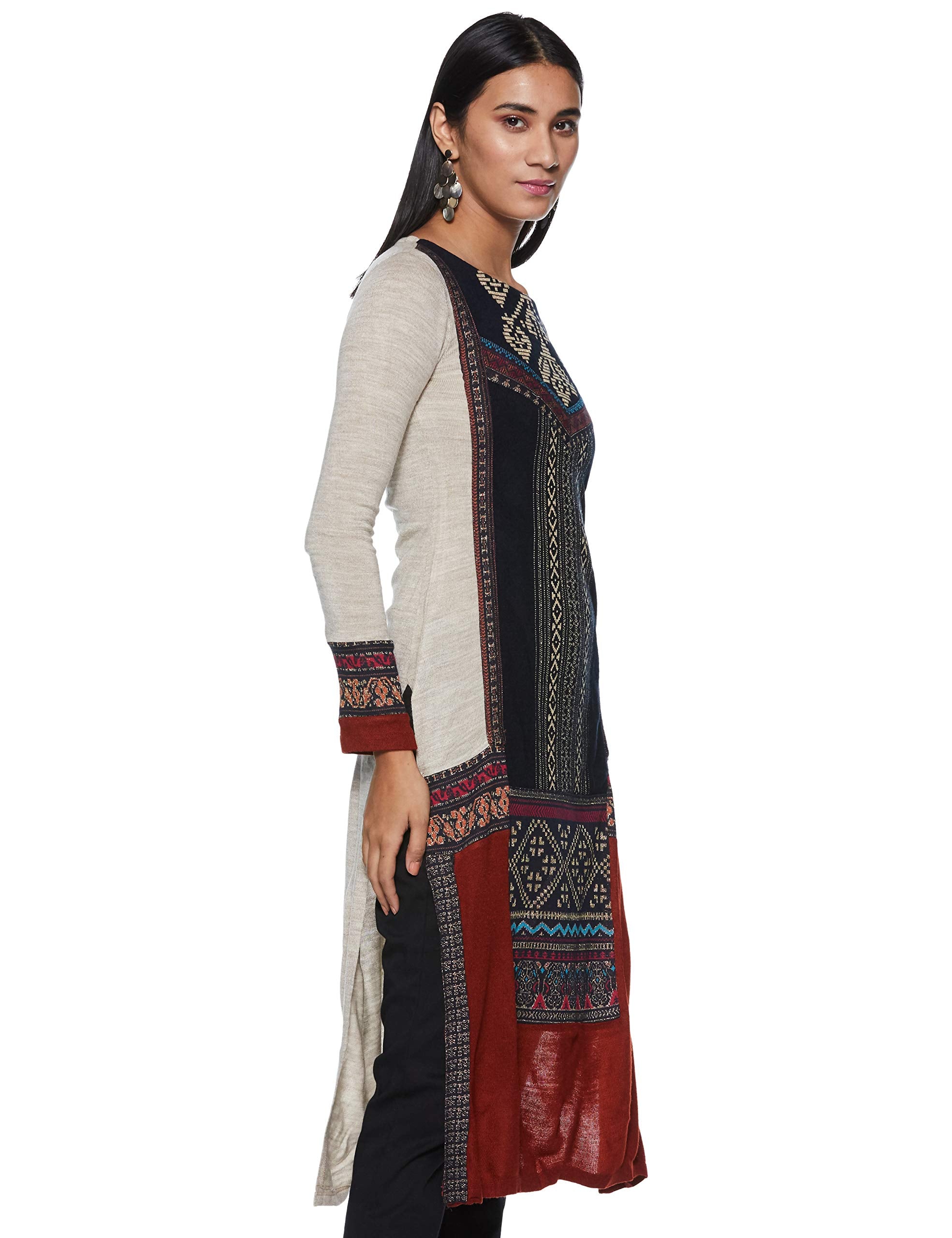 W For Woman Women Synthetic Straight Winter Kurta