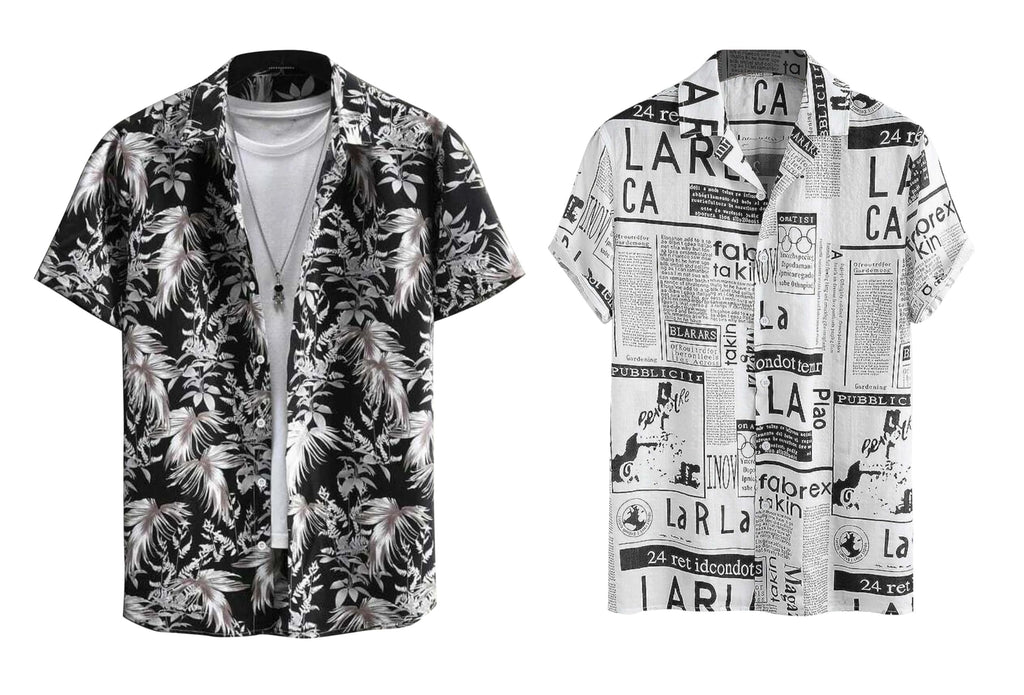 Rebelify MenS Lycra Bland Shirt With Half Sleeves Button Down Closure Round Collar Neck Printed Pattern Relaxed Fit And Standar