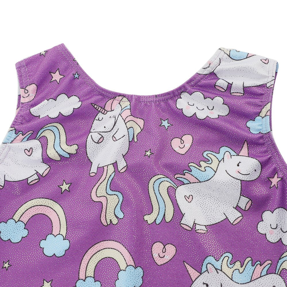 HOZIY Unicorn Leotards for Girls Purple 7-8 Years Old 7/8 for Gymnastics Dance Sparkles