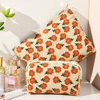 SOIDRAM 2 Pieces Flower Makeup Bag Large Corduroy Cosmetic Bag Capacity Canvas Mix Travel Toiletry Bag Organizer Cute Makeup Bru