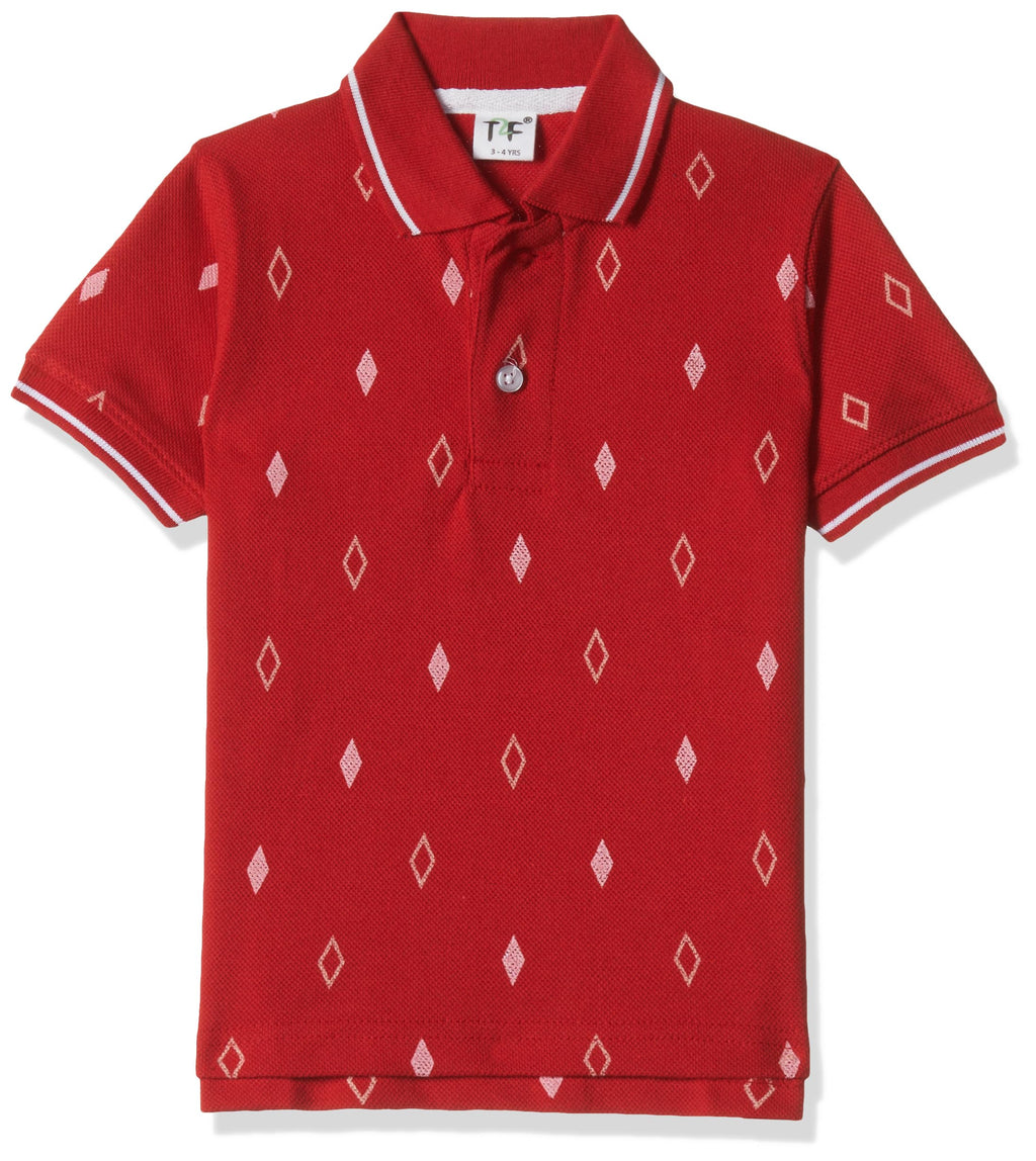 T2F Boys Cotton Regular Fit T-Shirt Red