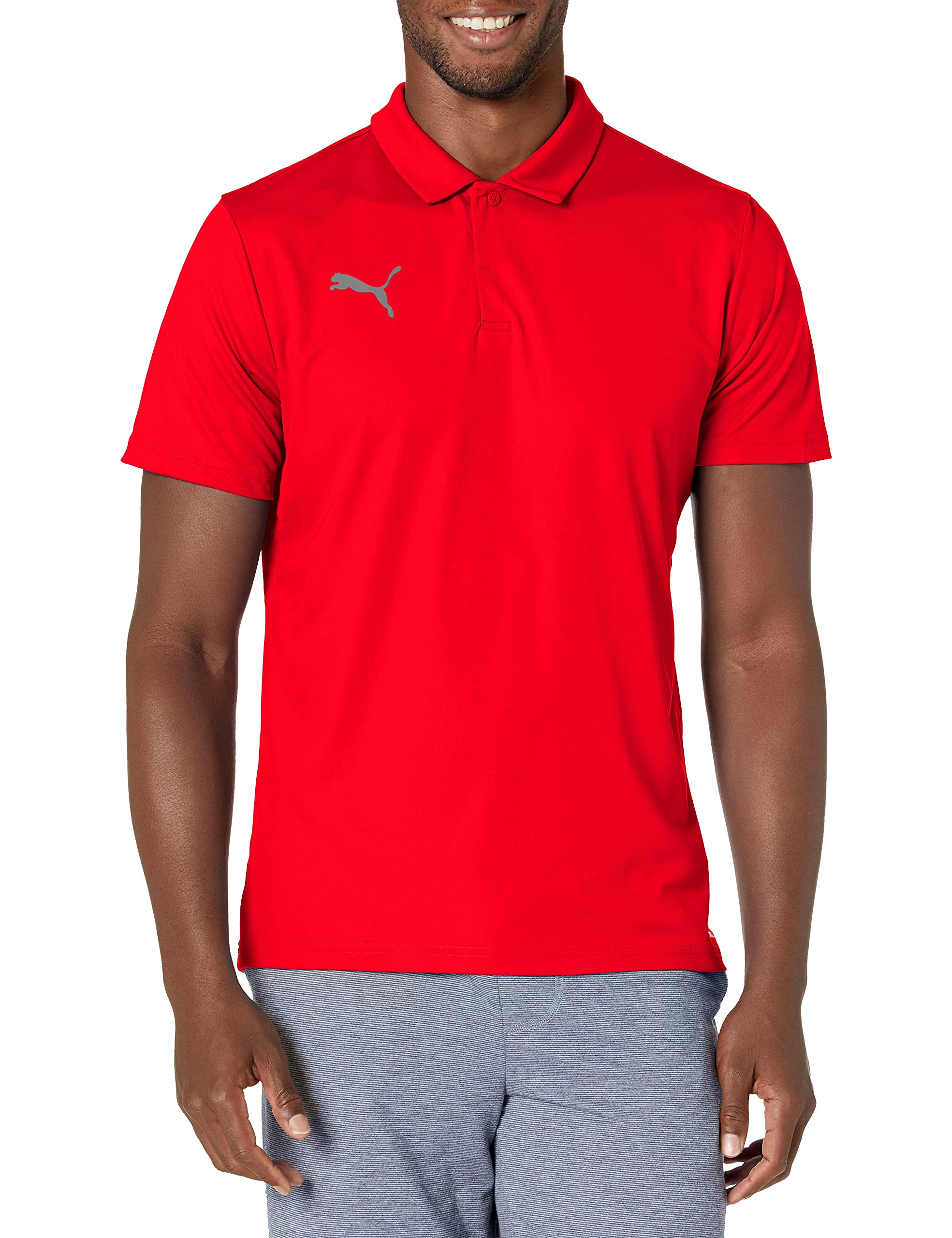 PUMA mens Teamliga Sideline Polo Shirt, Red/White, Medium US