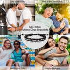 Gifts for Boyfriend Morse Code Bracelets for Men Boyfriend I Love You Gifts for Him Long Distance Black Braided Leather Bracelet