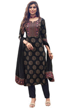 ANNI DESIGNER Womens Cotton Blend Printed Straight Kurta with Pant & Dupatta (NOV-Black-NRB_5XL_Black_XXXXX-Large)