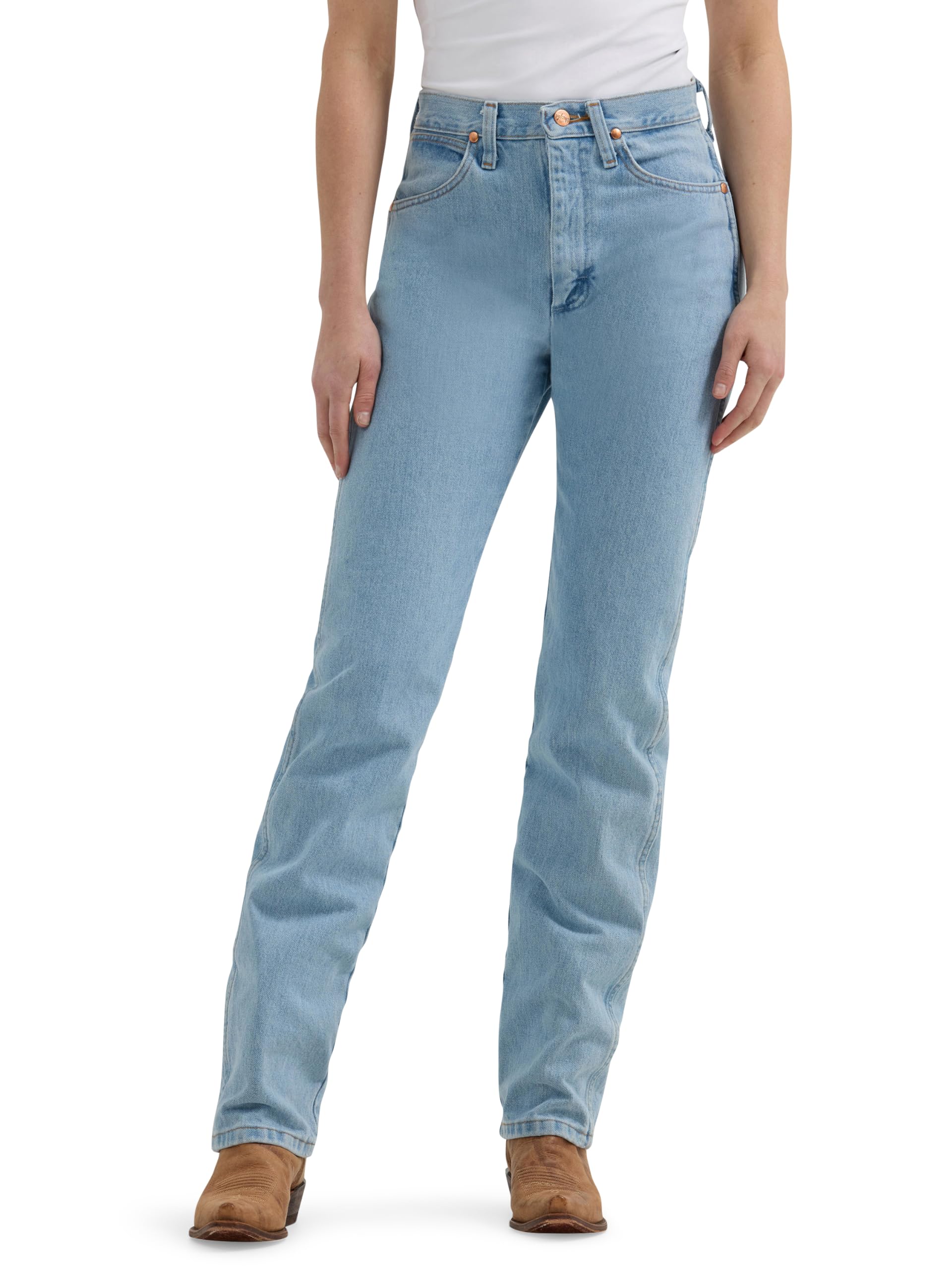 Wrangler Women's Cowboy Cut High Rise Slim Fit Tapered Leg Jean, Bleach, 7-30, 1014MWZGH