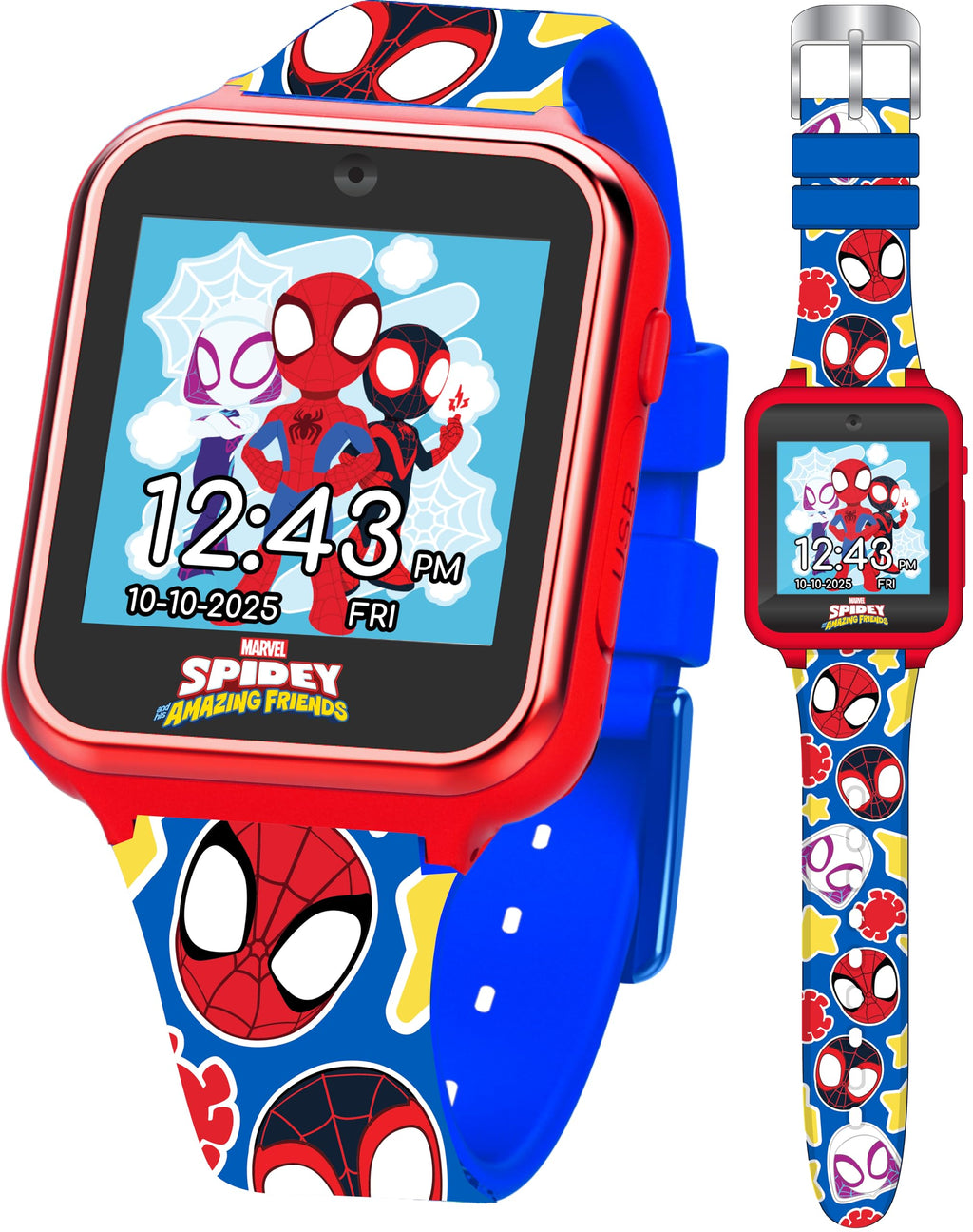 Accutime Marvel Spidey and His Amazing Friends Educational Touchscreen Smart Watch for Toddlers, Boys and Girls - Selfie Cam, Le