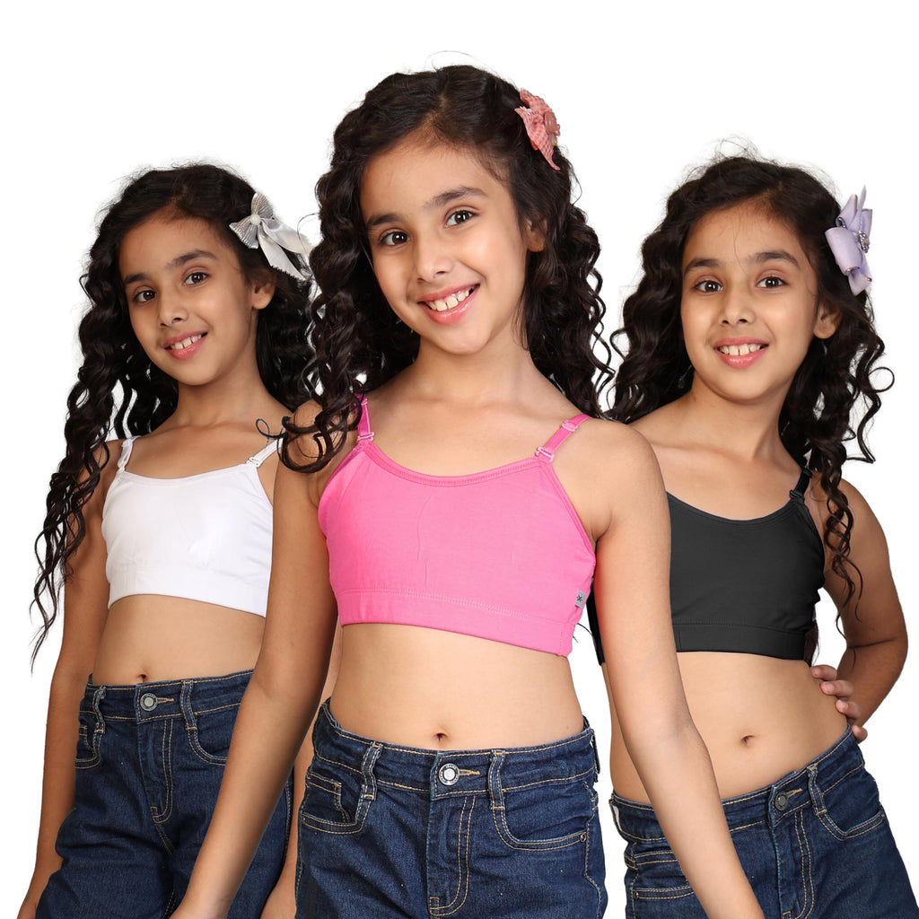 Kyda Kids Girls Antibacterial Cotton Solid Non Padded, Beginners Bra For Girls