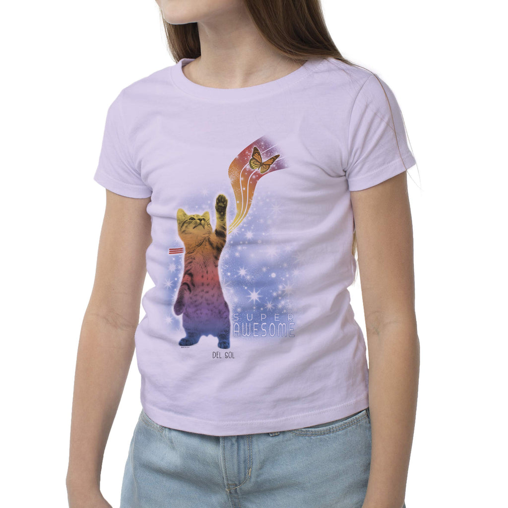 Girls Crew Tee - Super Awesome - Lilac by DelSol for Women - 1 Pc T-Shirt (YXS)
