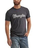 Wrangler Men's Western Crew Neck Short Sleeve Tee Shirt, Caviar Heather