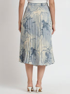 Kzully | Marble Elegance A WomanS A-Line Midi Printed Skirt Masterpiece Grey-Blue