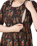 Jikonet Womens Maternity Kurti for Feeding Zippers (246) (XX-Large, Black)