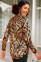 POPWINGS Printed Full-Sleeves Regular-Fit Satin Printed Shirt for Women Stylish Western Casual Wear
