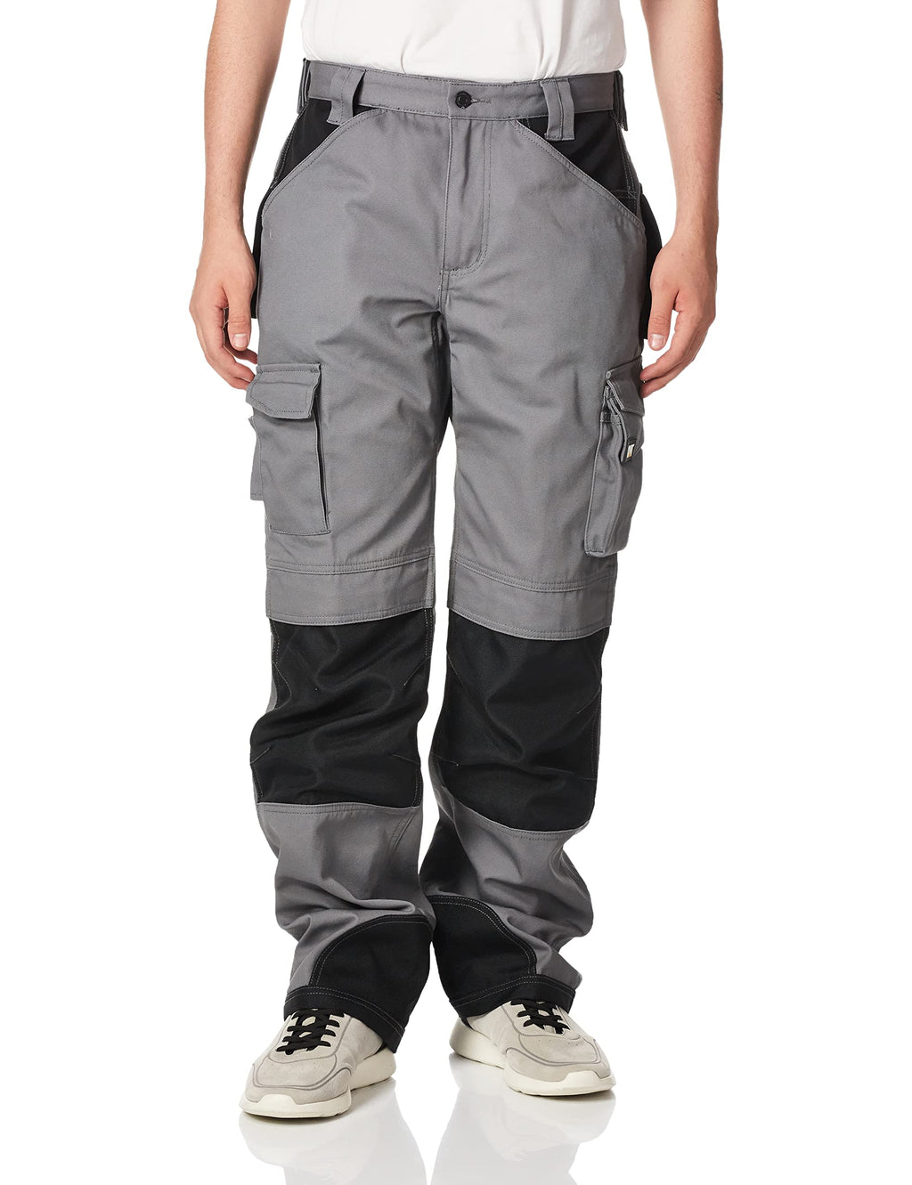 Caterpillar Men's Trademark Work Pants Built from Tough Canvas Fabric with Cargo Space, Classic Fit, Grey/Black, 28W x 30L