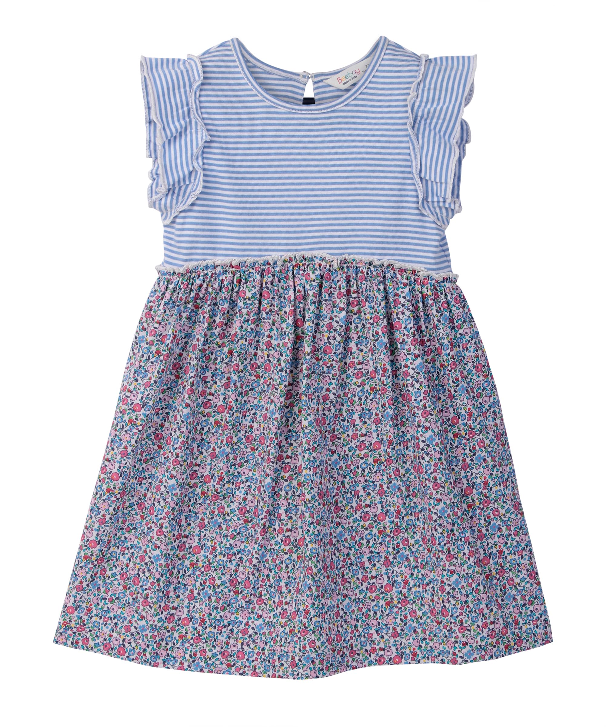 MIX-MEDIA RUFFLE DRESS MULTI - COL