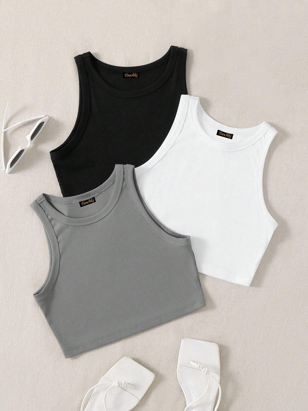 Toochki Top for Women| Crop Top for Women | Short Top for Women | Tops | Lycra Top for Women | Pack of 3 Tops for Women | Strach