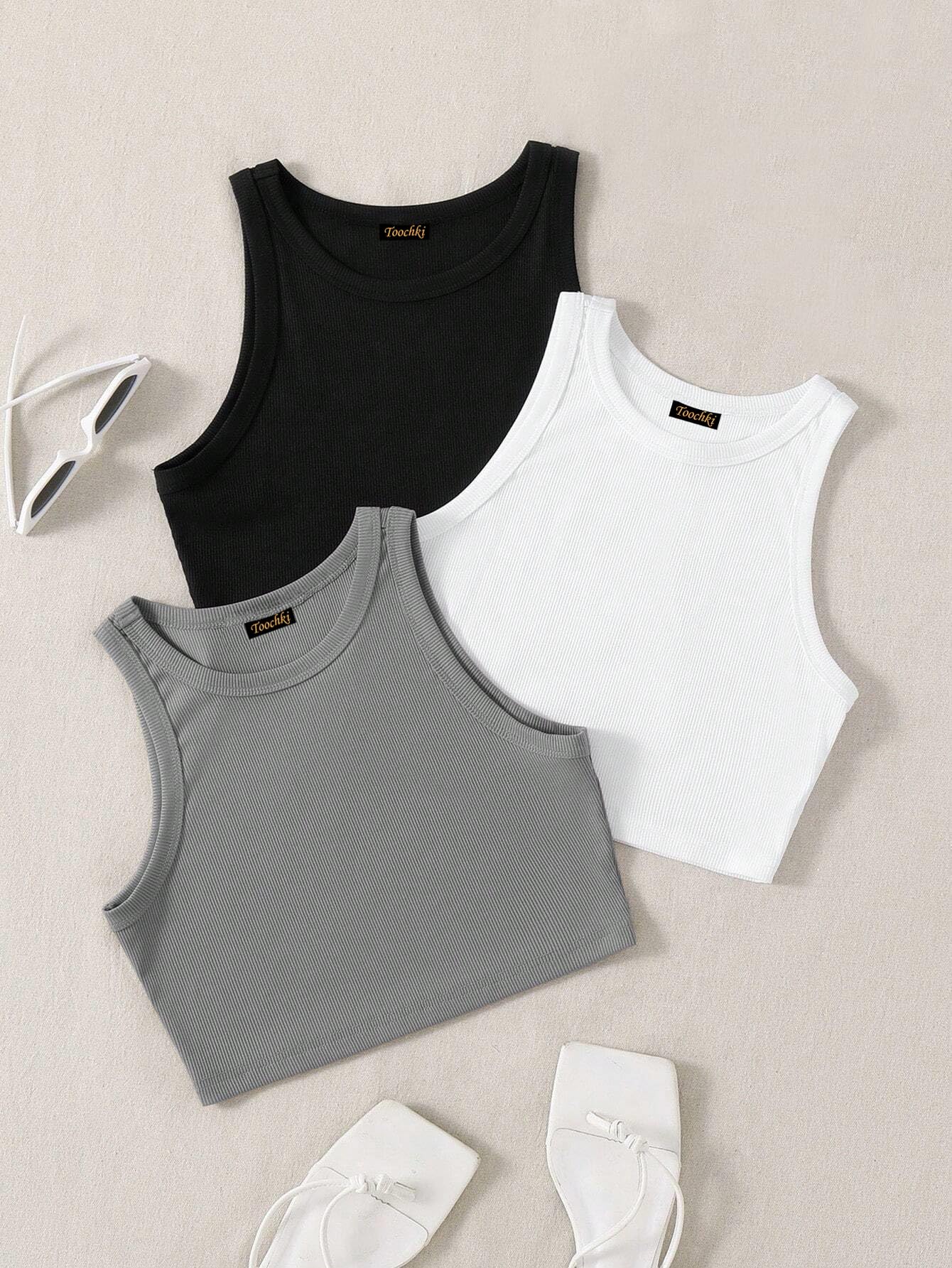 Toochki Top for Women| Crop Top for Women | Short Top for Women | Tops | Lycra Top for Women | Pack of 3 Tops for Women | Strach
