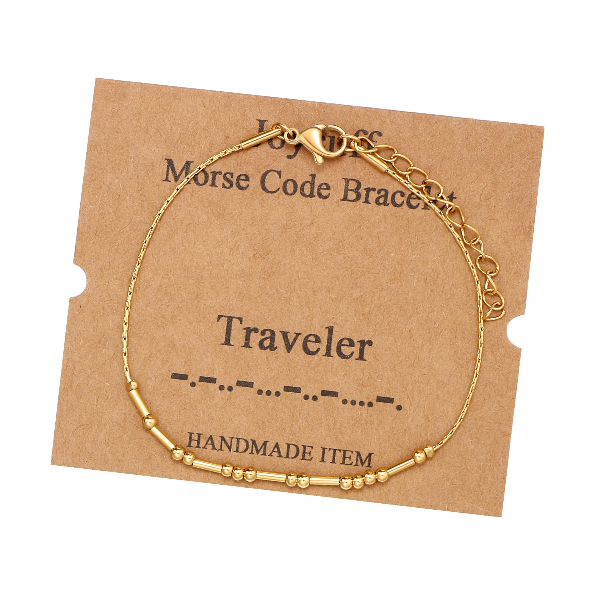 JoycuFF Morse Code Bracelets for Women Traveler Inspirational Birthday Mother's Day Christmas Gifts for Best Friend Mom Sister D