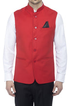 Favoroski Bandhgala Sleeveless Jackets Ethnic Men'S Wear Waistcoat (Red_40)