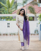 GoSriKi Women s Rayon Blend Straight Solid Kurta with Pant and Dupatta