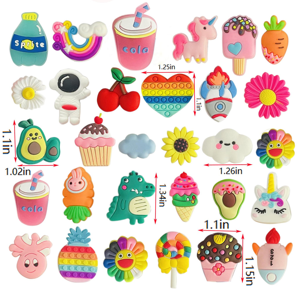 monochef Shoe Charms for Girls Teens: 30 Pack Random Different Cute Shoe Decoration Charms, Shoe Charm, Charms for Shoes Bracele