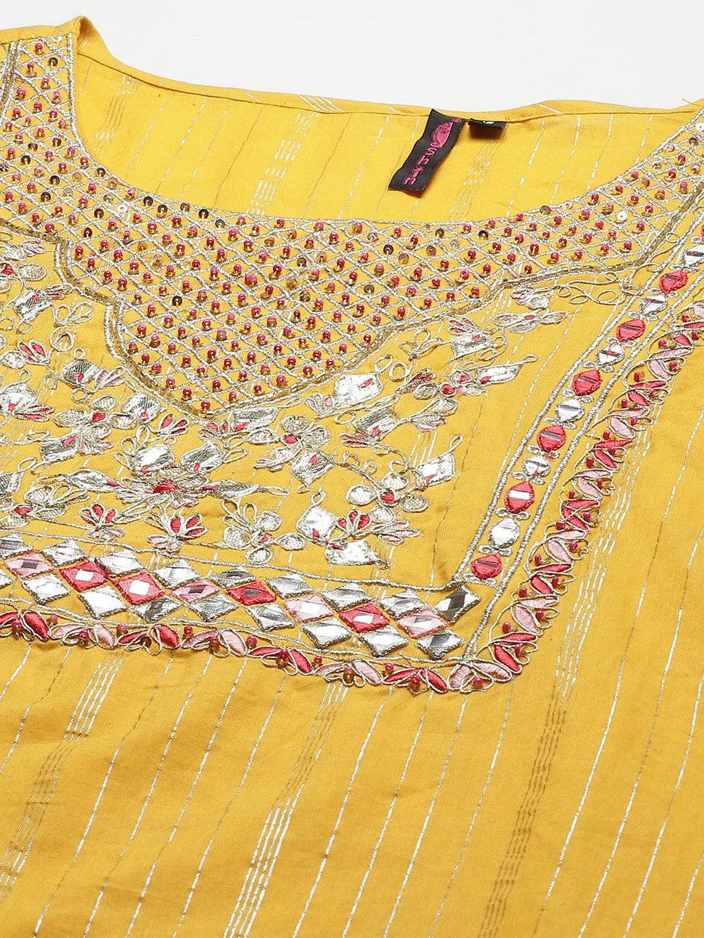 ishin Womens Cotton A-Line Embroidered Kurta suit set With Dupatta & Sharara