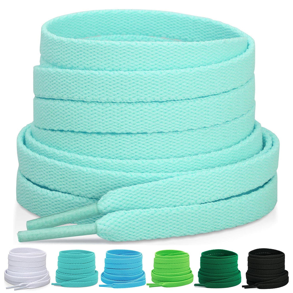 Puzeam Upgrade Tight Weave Flat Shoelaces 28 Colors 5/16 Wide Shoe Laces for Sneakers-Fruit Green-100