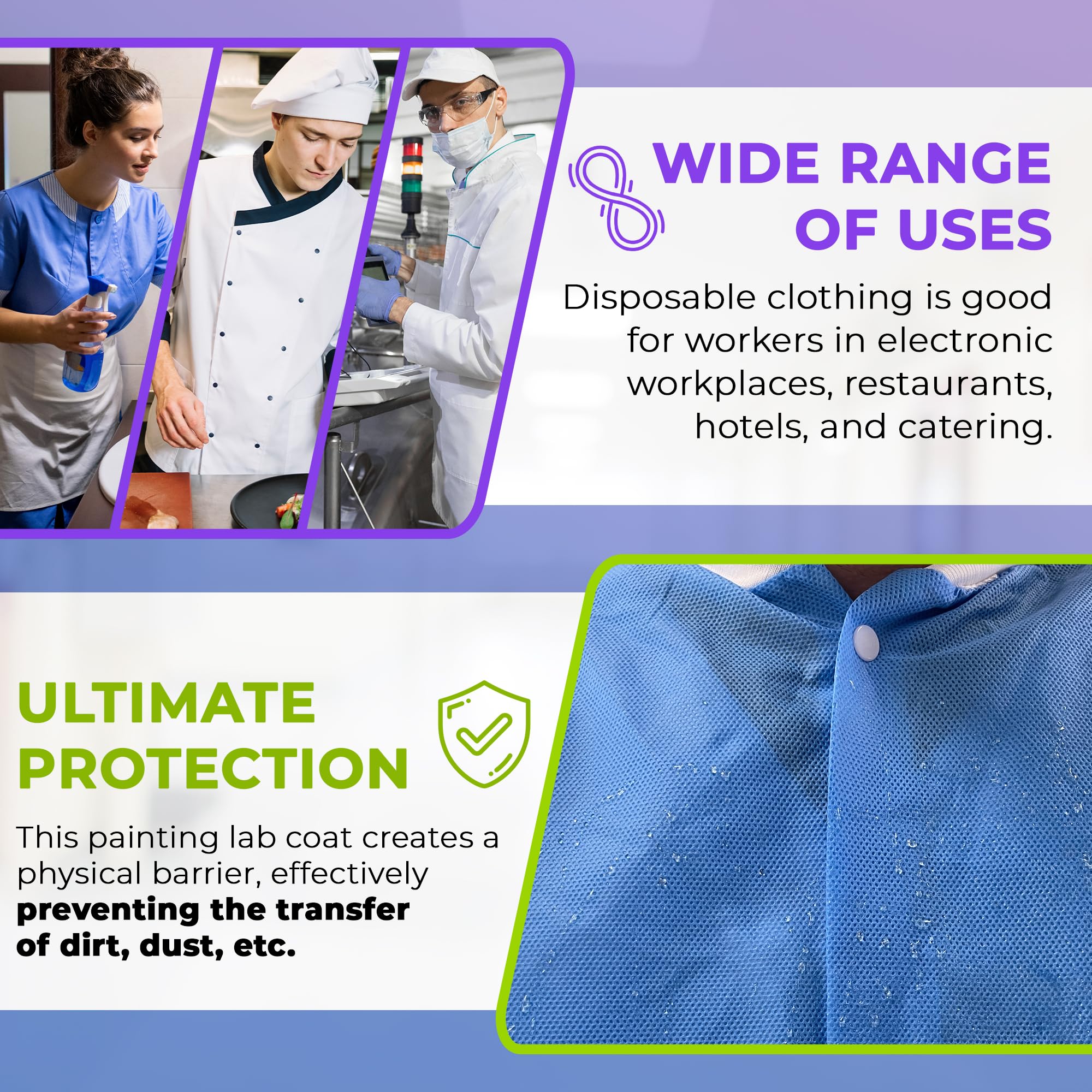 AMZ Medical Supply Disposable Lab coats for Adults Small, Blue SMS Medical PPE Disposable clothing 100 Pack, Waterproof Lab coat