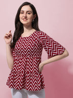 OOMPH! Peplum Tops for Women, Red - mt379