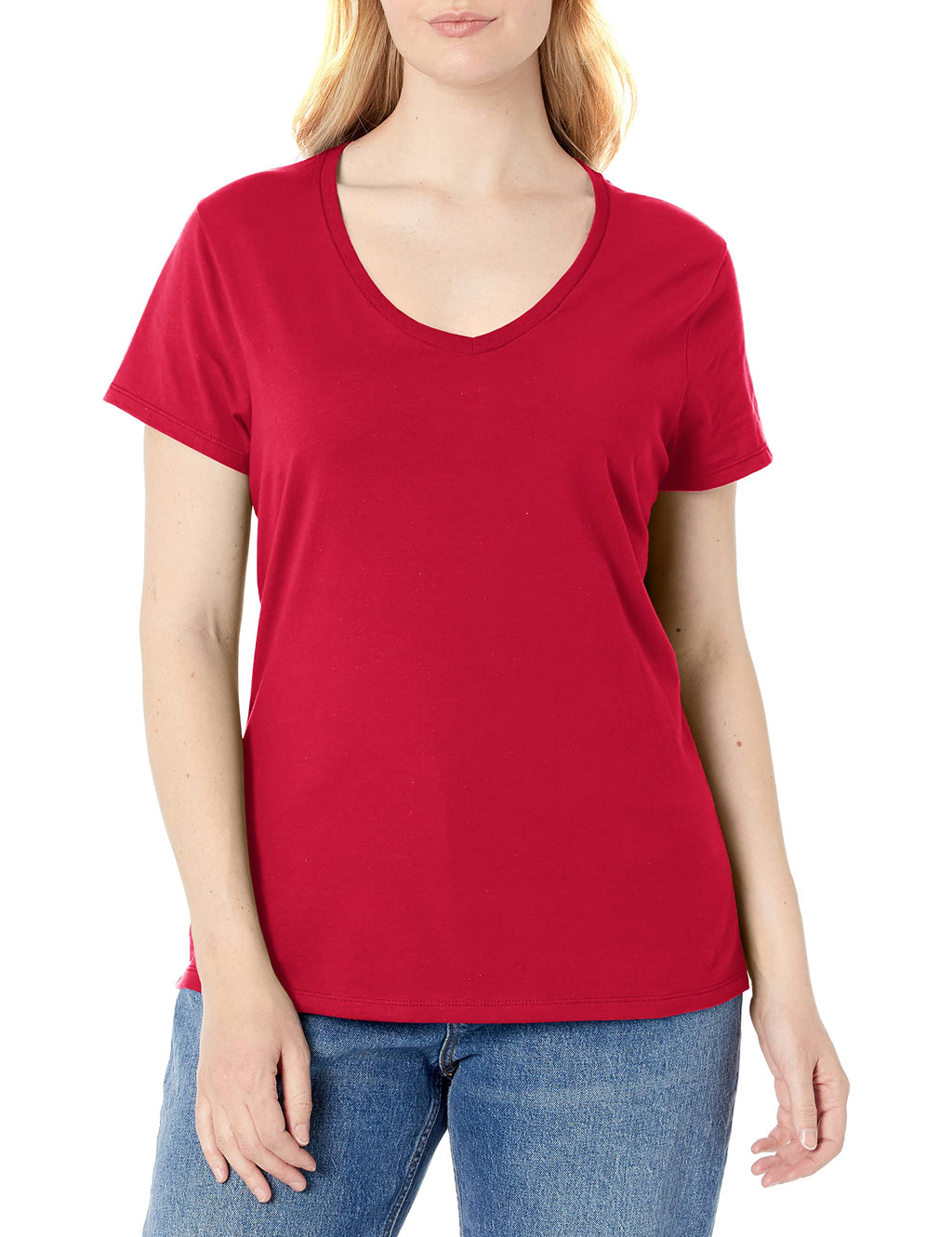 Hanes womens Nano Premium cotton V-neck Tee fashion t shirts, Deep Red, X-Large US
