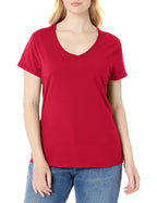 Hanes womens Nano Premium cotton V-neck Tee fashion t shirts, Deep Red, X-Large US
