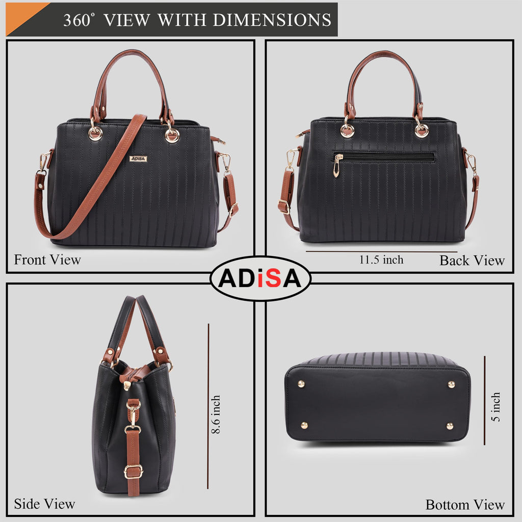 ADISA texture stripes handbag shoulder bag for women and girls with sling belt (AD4074-BLA)