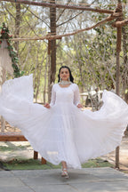 Fashion Basket Georgette Anarkali Kurta Set For Women White