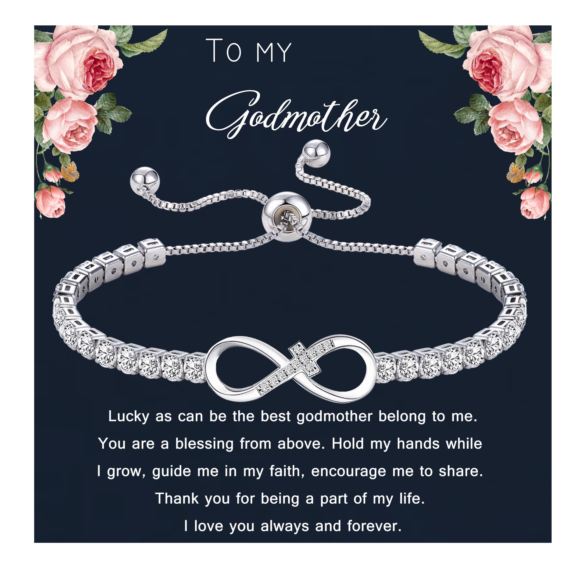 Godmother Proposal Gift Infinity Bracelets for Women Godmother Gifts for Her Cross Bracelet Birthday Religious Jewelry Easter Ba