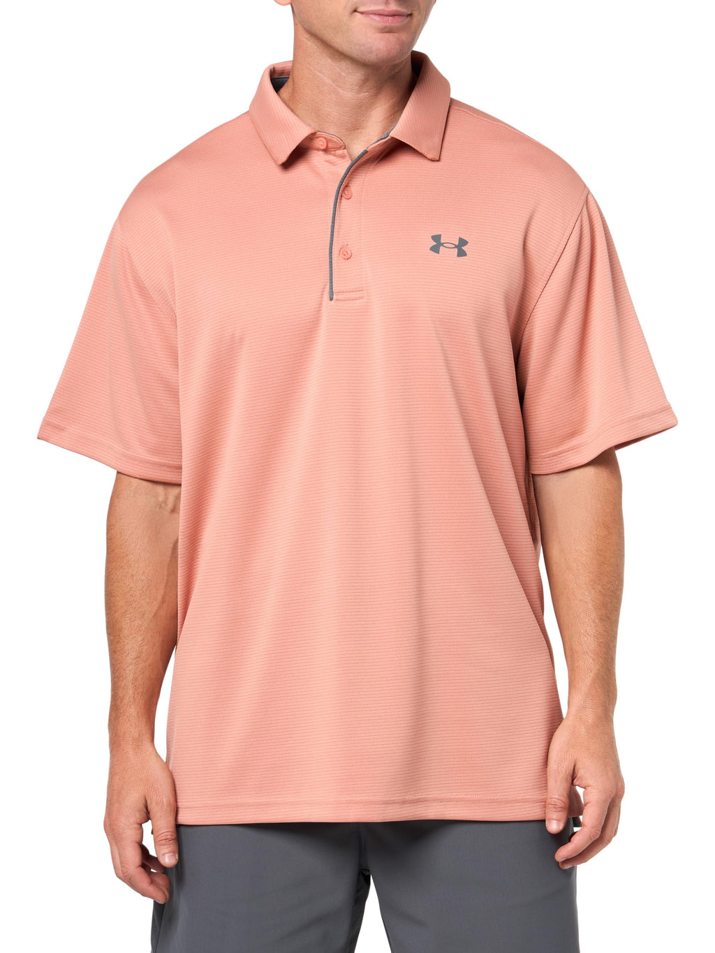 Under Armour Men's Tech Golf Polo, (696) Canyon Pink / / Pitch Gray, X-Small