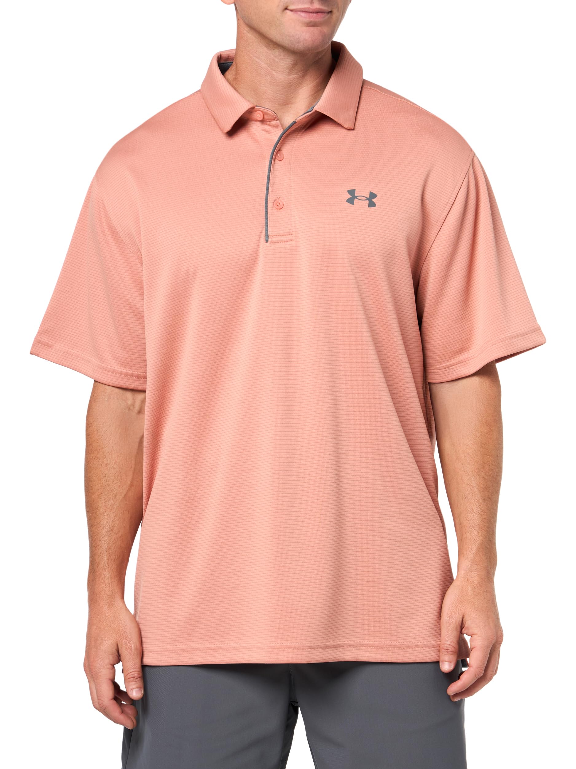 Under Armour Men's Tech Golf Polo, (696) Canyon Pink / / Pitch Gray, X-Small