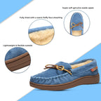 Alpine Swiss Sabine Womens Suede Shearling Slip On Moccasin Slippers Blue 8 M US