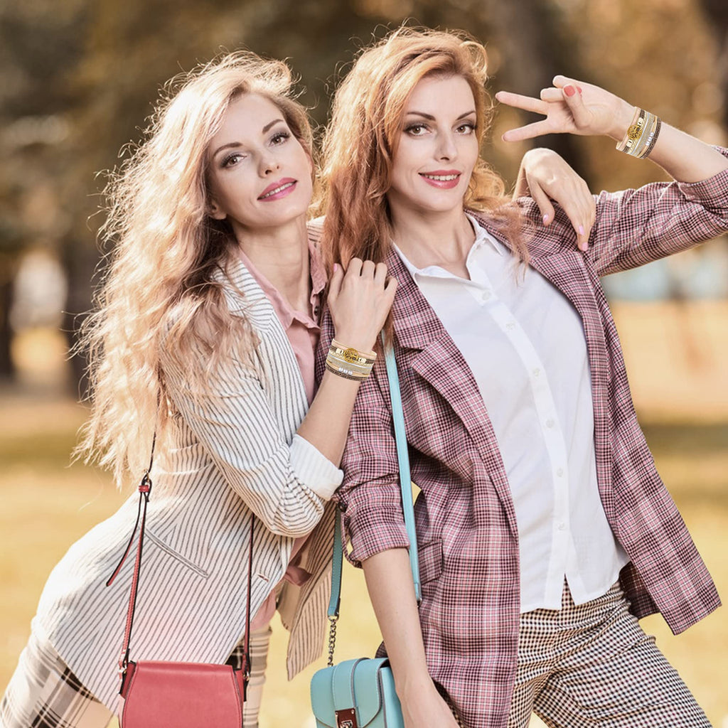 Inspirational Gifts, Tree of Life Leather Bracelets for Women, Trendy Stuff for Teen Girls, Christmas Birthday Gifts for Women G