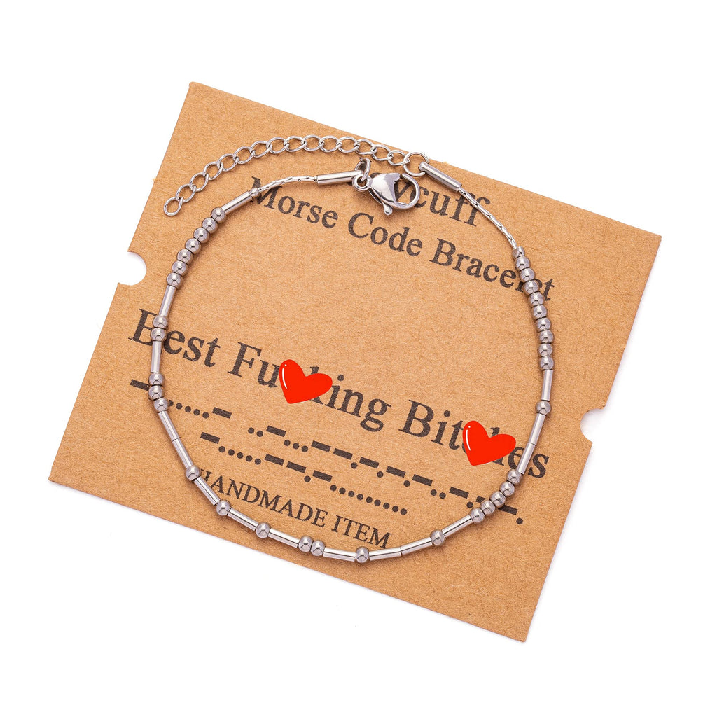 JoycuFF Morse Code Chain Bracelets for Women Funny Friend Gifts for Women Coworker Leaving Christmas Birthday Gifts BFF Friendsh