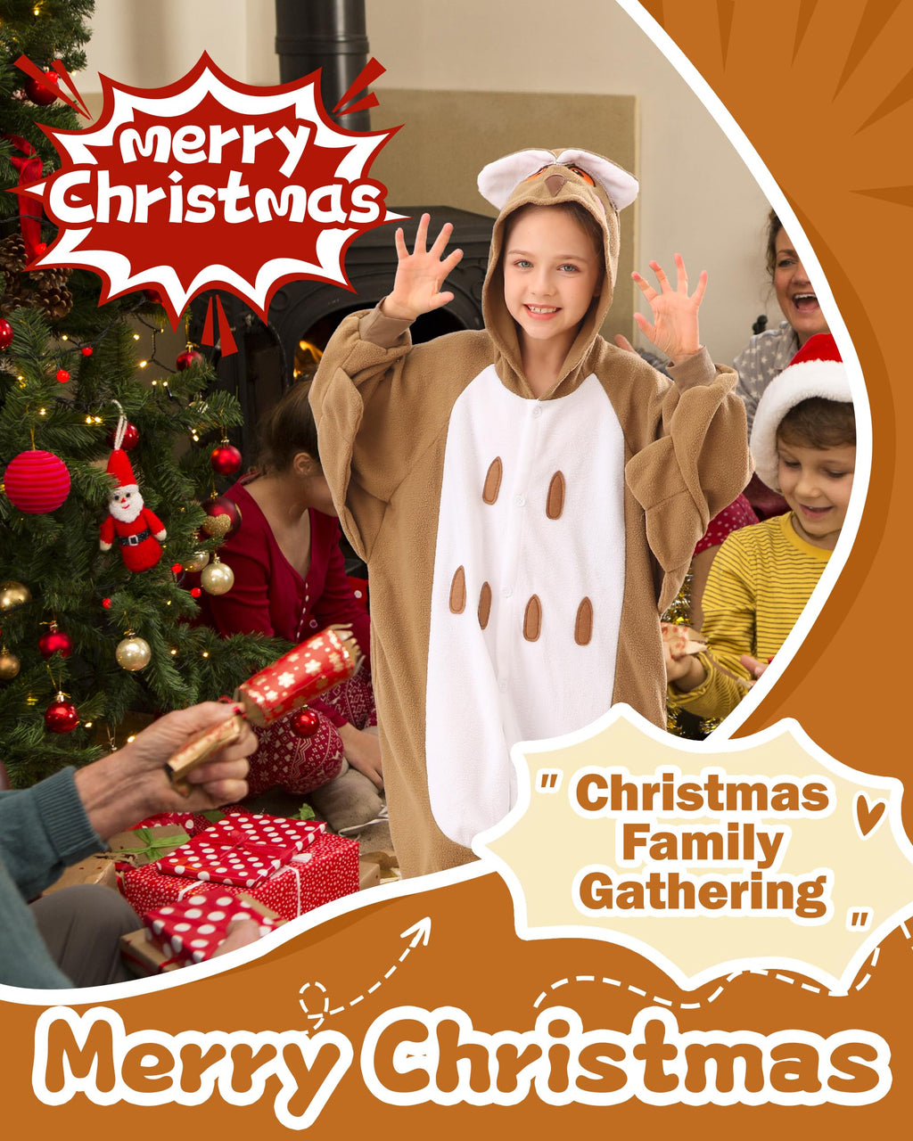 CANASOUR Kids Owl Onesie Halloween Cosplay Costume Girls Animal Unisex Outfuit One Piece Hooded Soft Pajamas Brown Party 6-8 Yea