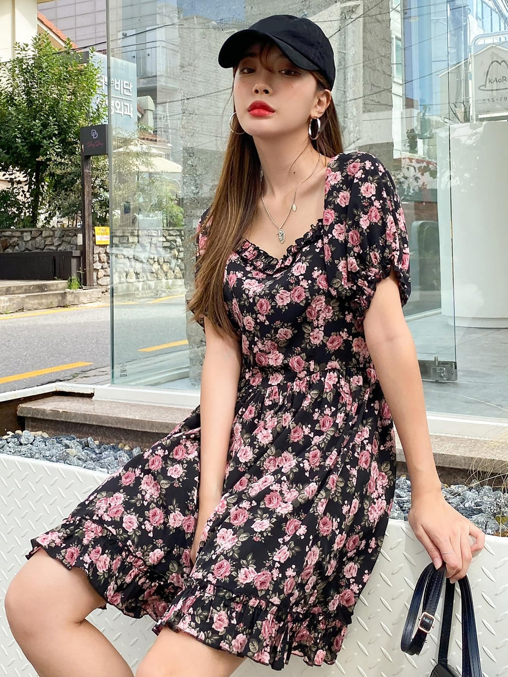 Kotty WomenS Fit And Flare Black, Pink, Grey Dress
