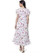 Oomph! Dress For Women Stylish| Summer Vacation Style |Floral Print Wrap Maxi |Lightweight Flared Maxi Dress For Casual & Holida
