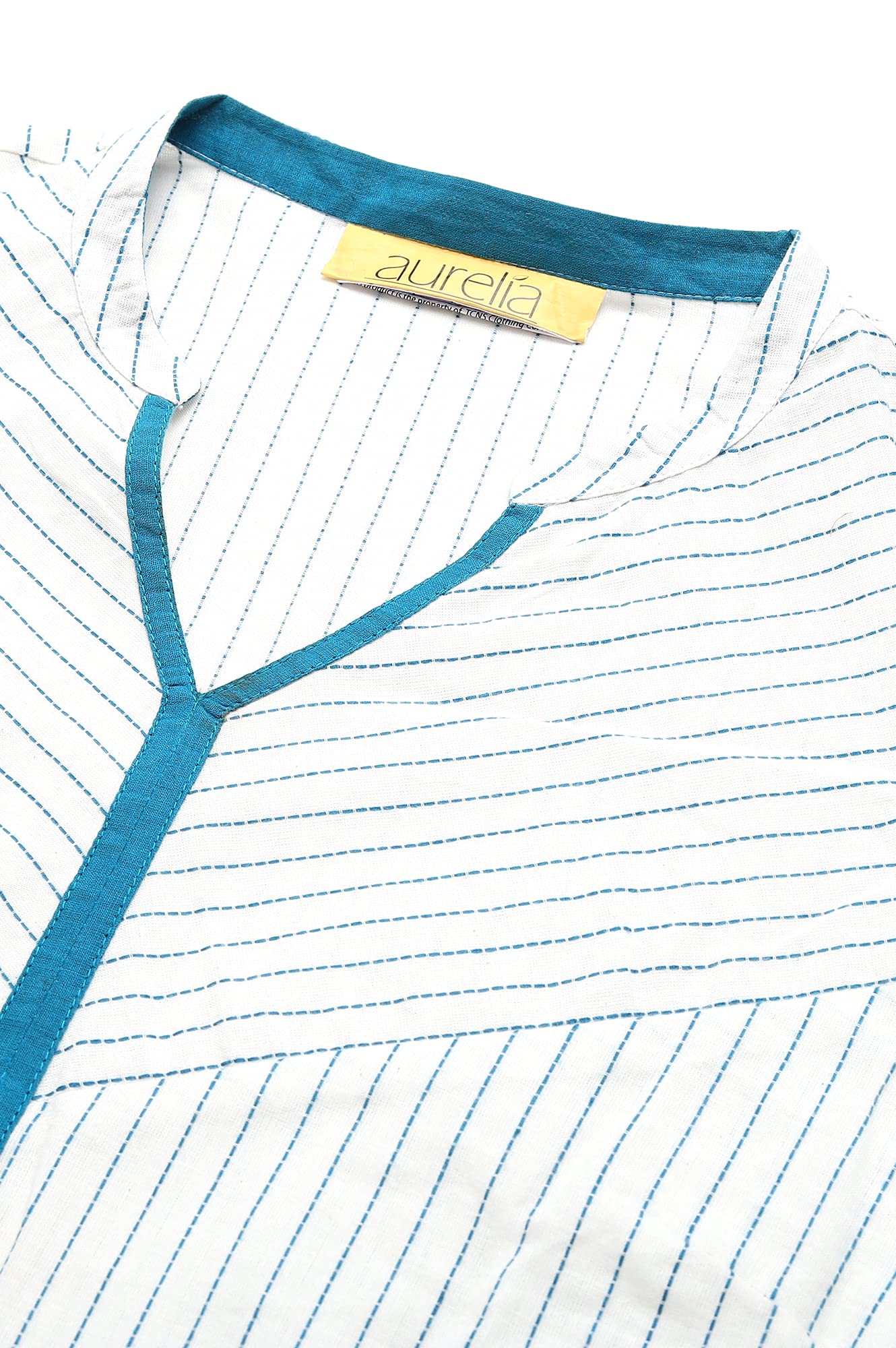 Aurelia White Striped Cotton Regular Kurta For Women