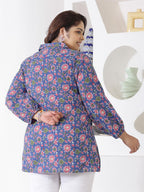 Stylum Womens Plus Size Floral Printed Cotton Shirt Style Top