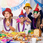 EOBOH Mardi Gras Beads, 12PCS Purple Bead Necklace Party Favors, 33 Bead Necklaces Accessory Set Women Men, Festival Parade Thro