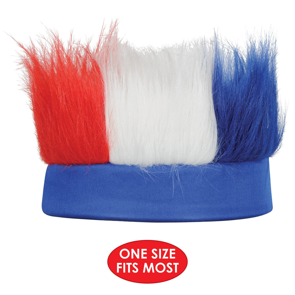 Beistle Patriotic Hairy Headband, Red/White/Blue Hat & Fun Costume Accessory, USA Headdress & Hairy Sweatband for 4th of July &