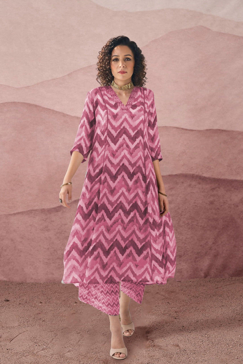 Toochki Dress For Women | Two Piece Dress For Women Long | Dress | Maxi Dress For Women | Dresses | Zig Zag Printed Dress | Cott