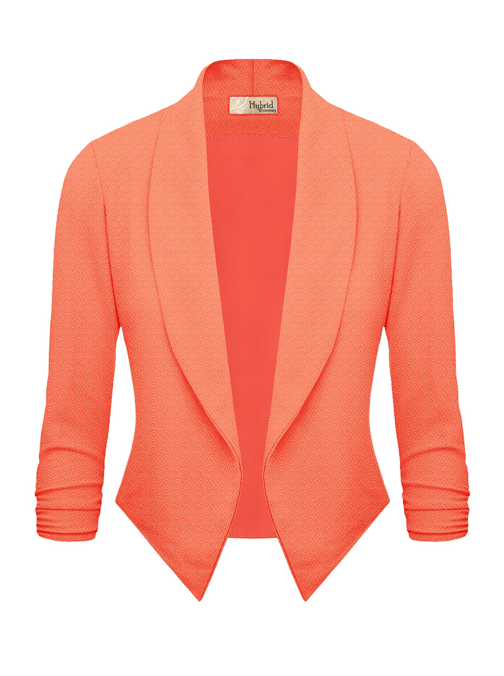 Womens casual Work Office Open Front Blazer Jacket with Removable Shoulder Pads JK1133X NEON coral 1X