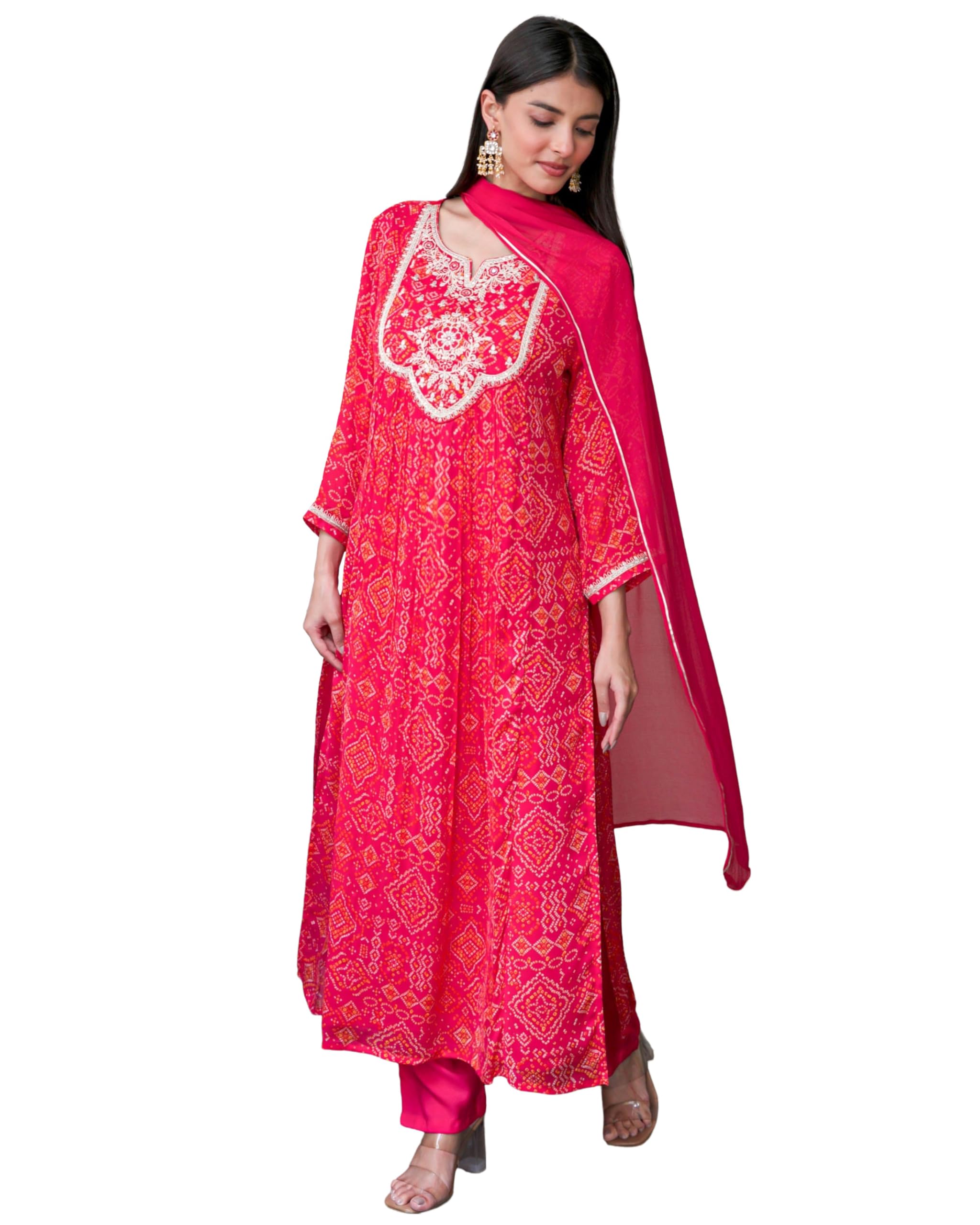 ANNI Designer Womens Rayon Viscose Straight Printed Kurta with Pant with Dupatta (KABTAK Rani_XXL_Rani_XX-Large)